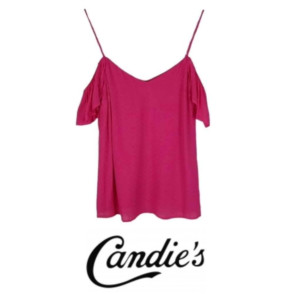 Y2K Vintage Candie's Hot Pink Retro Cami Cold Shoulder Top, M